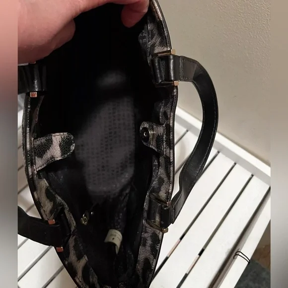 Kate ♠️ Spade New York Black & Gray Leopard Print Small Tote Handbag EUC RARE - Picture 7 of 8